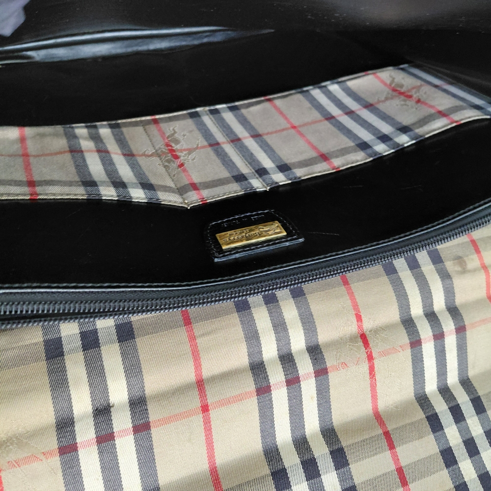 Burberry Black Leather Briefcase with Gold Accents - Picture 8 of 10
